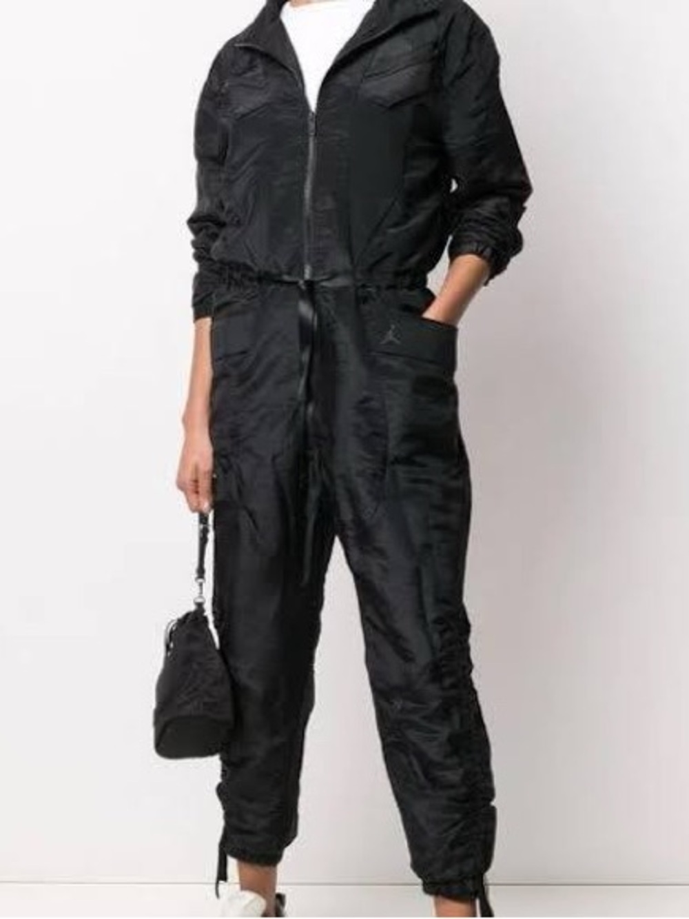 Nike Air Jordan Womens Flight Suit Black Utility Cargo Jumpsuit XS